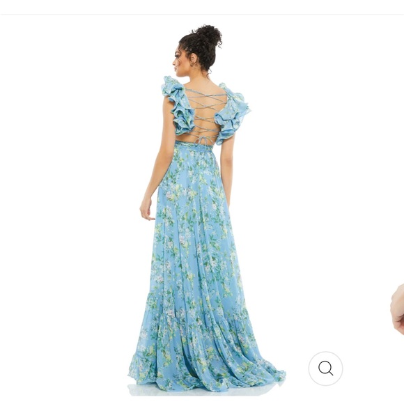 MAC DUGGAL RUFFLE TIERED FLORAL CUT-OUT CHIFFON GOWN - Picture 12 of 12